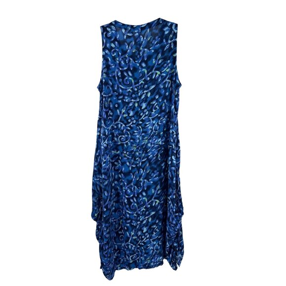 Kaktus Womens Sleeveless Blue Dress With Abstract Leaf Pattern Size M - Picture 2 of 7